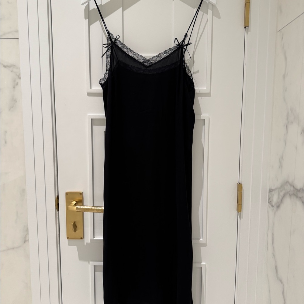 Gucci Elegant Black Lace Trim Slip Dress